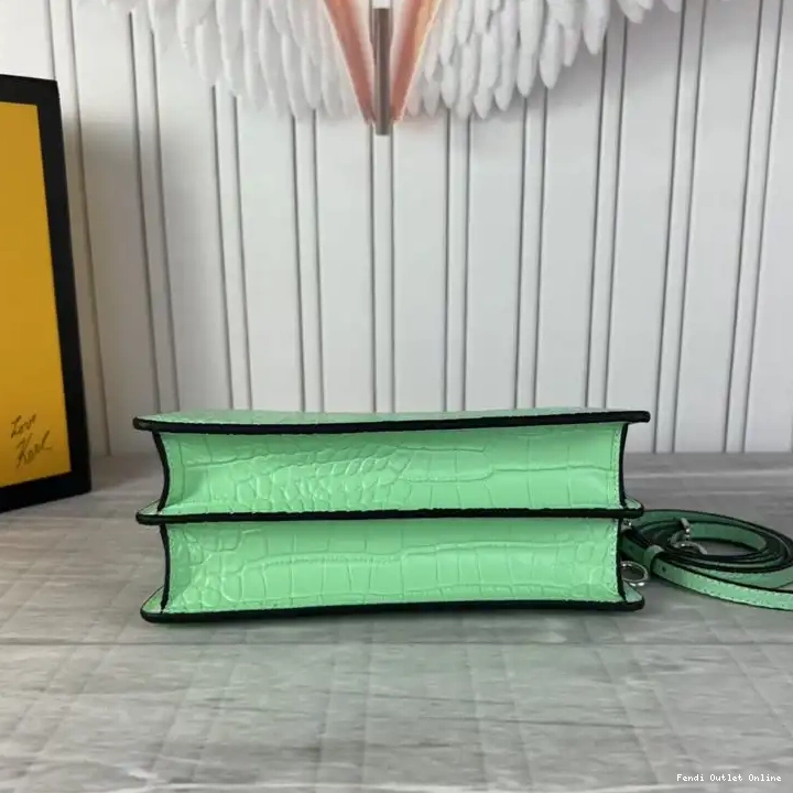 Cheap Peekaboo Crocodile Fendi Mini Cut In Bag Green Leather 0525